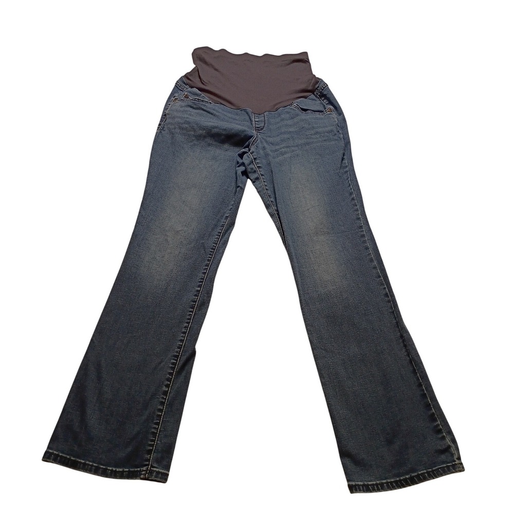 A Glow Maternity Bootcut Jeans Blue Denim Full Belly Panel Size 12 Mat NWOT